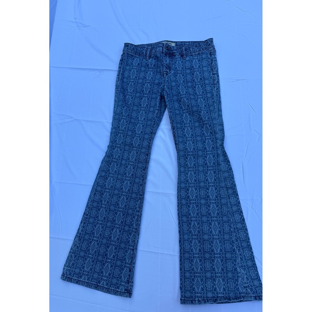 Rock & Roll Denim Girls Blue Southwestern Print Bargain Button Flare Jeans 16